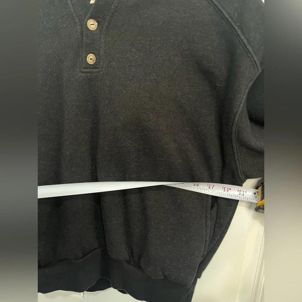 DONNI. Organic Cotton button accent Charcoal Hooded Sweatshirt Hoodie - Charcoal - Picture 5 of 9